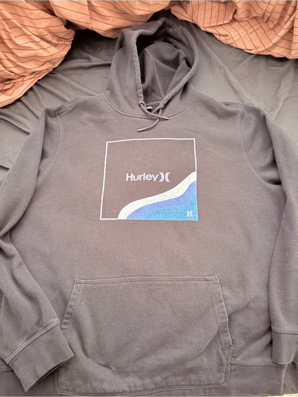 Hurley Men's Black Crewneck Sweatshirt with Blue Wave Graphic